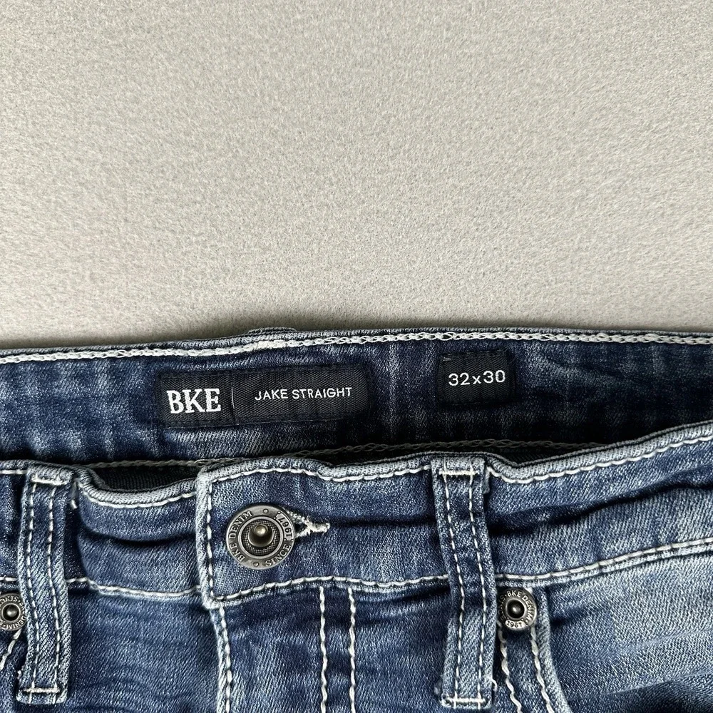 BKE Jake Straight Jeans Men's 32x30 Blue Denim Dark Wash Stretch Mid Rise